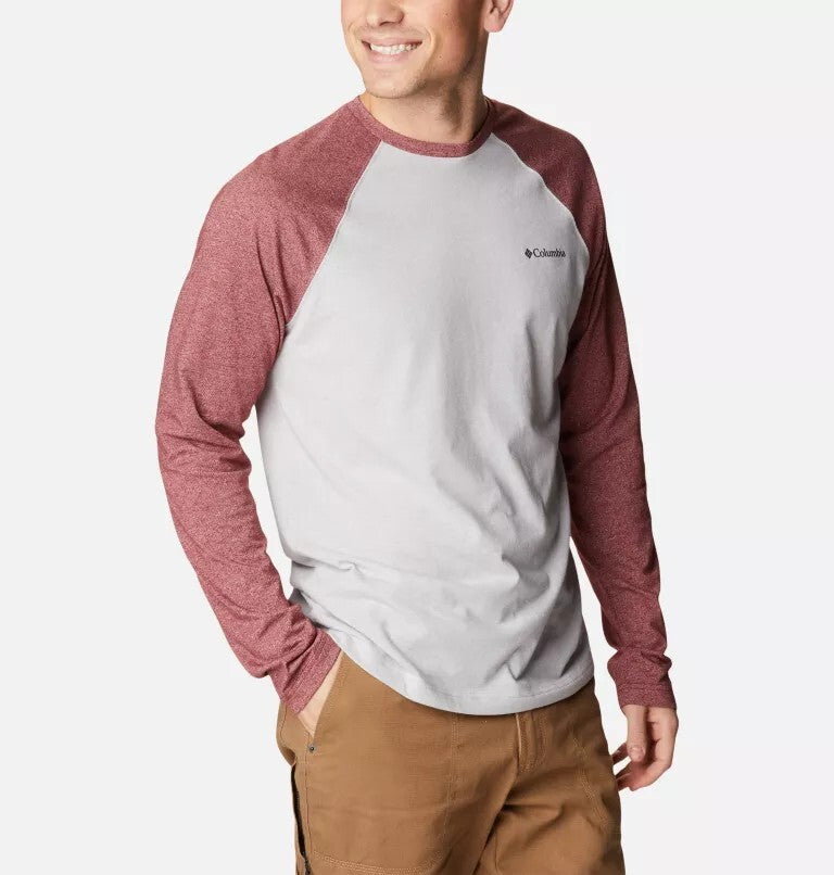 Columbia Men's Hills Logo Graphic Crewneck Raglan Sleeve T-Shirts XXL Grey / Red