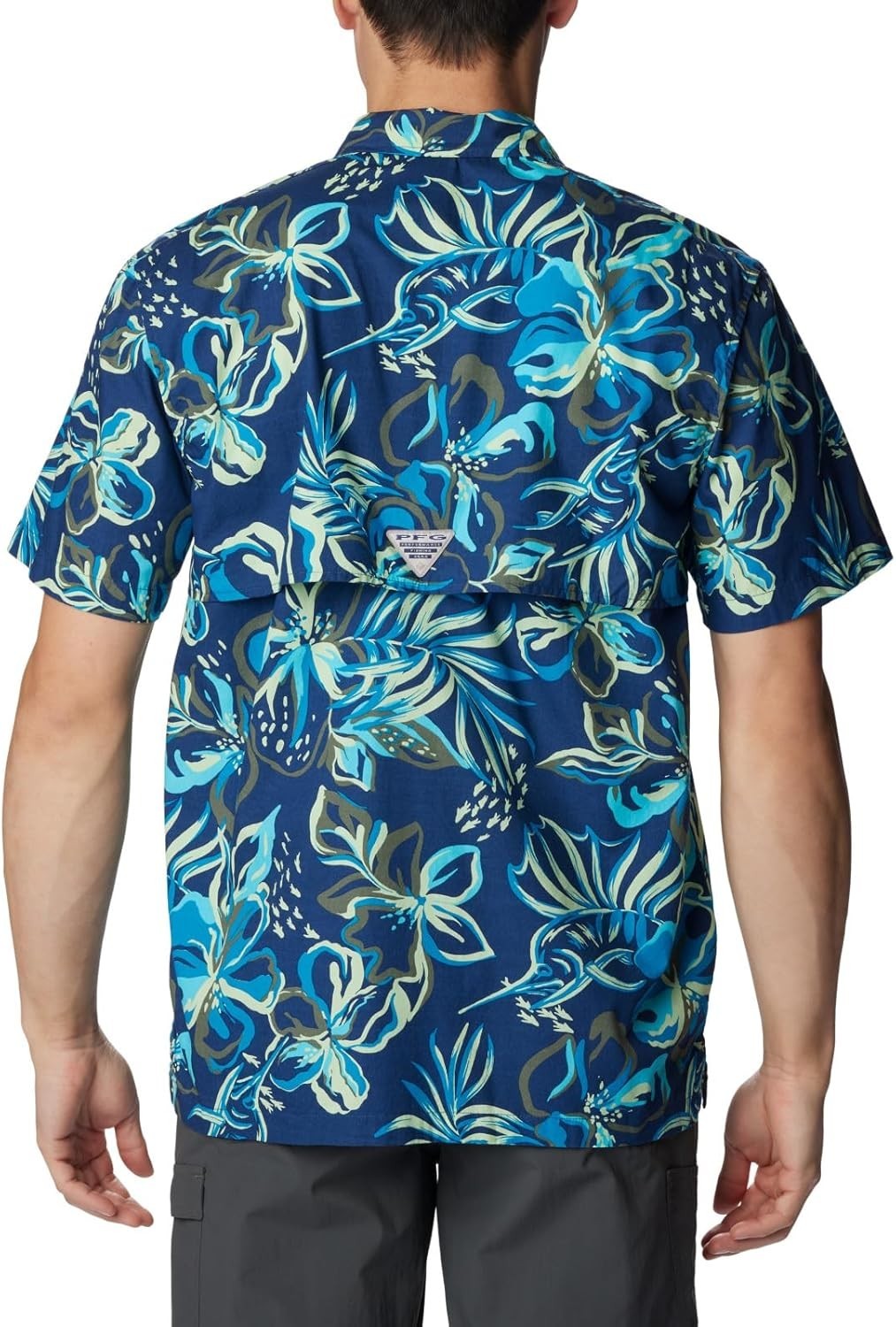 COLUMBIA Men's PFG Trollers Best Tide Camp Shirt Blue Carbon Size M $60 NWT