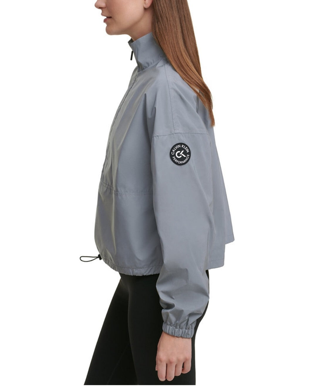 Calvin Klein Women's Reflective Performance Half Zip Pullover Jacket L Gray NWT