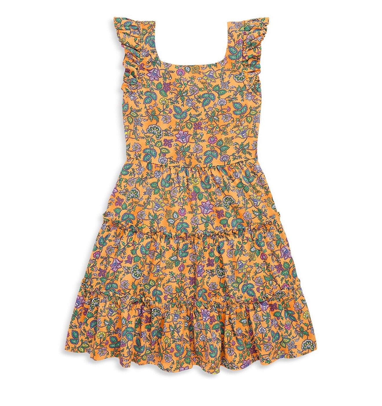 Polo Ralph Lauren Girls Floral Print Jersey Dress Little & Big Kid Orange New