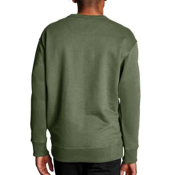 Champion Mens Powerblend Fleece C Logo Crewneck SweatshirtCargo Olive Small NWT