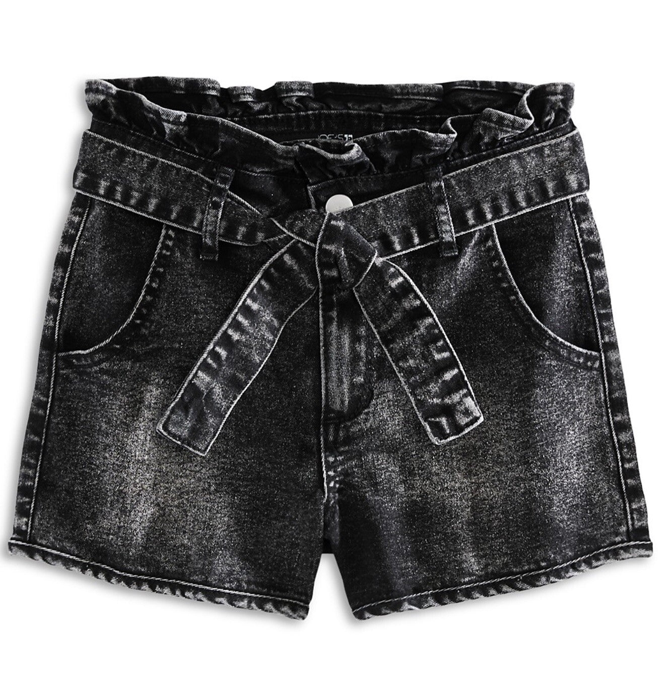 Joe's Jeans Girls Gia Regular Fit Belted Denim Shorts Little Kid Black Galaxy