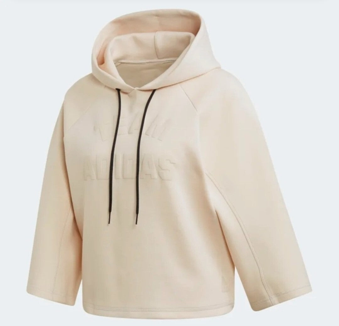 Adidas Women's Hoodie Pullover Crop Wide Sleeve Activewear Track Top XS NWT