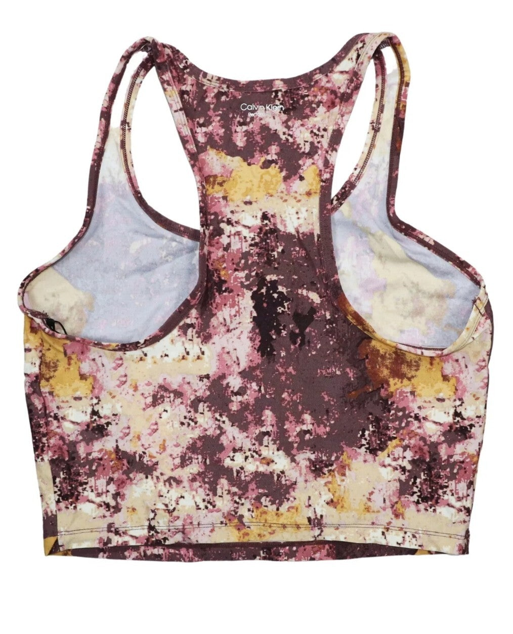 Calvin Klein Women's Performance Printed Racerback Crop Tank Top Stardust NWT