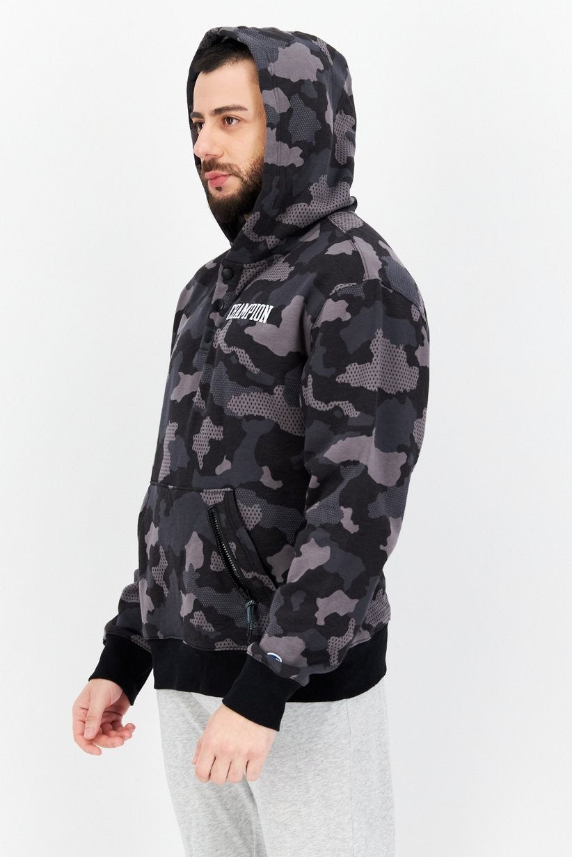 Champion Mens Urban Pursuits Standard Fit Camouflage Fleece Hoodie Mesh Gray NWT