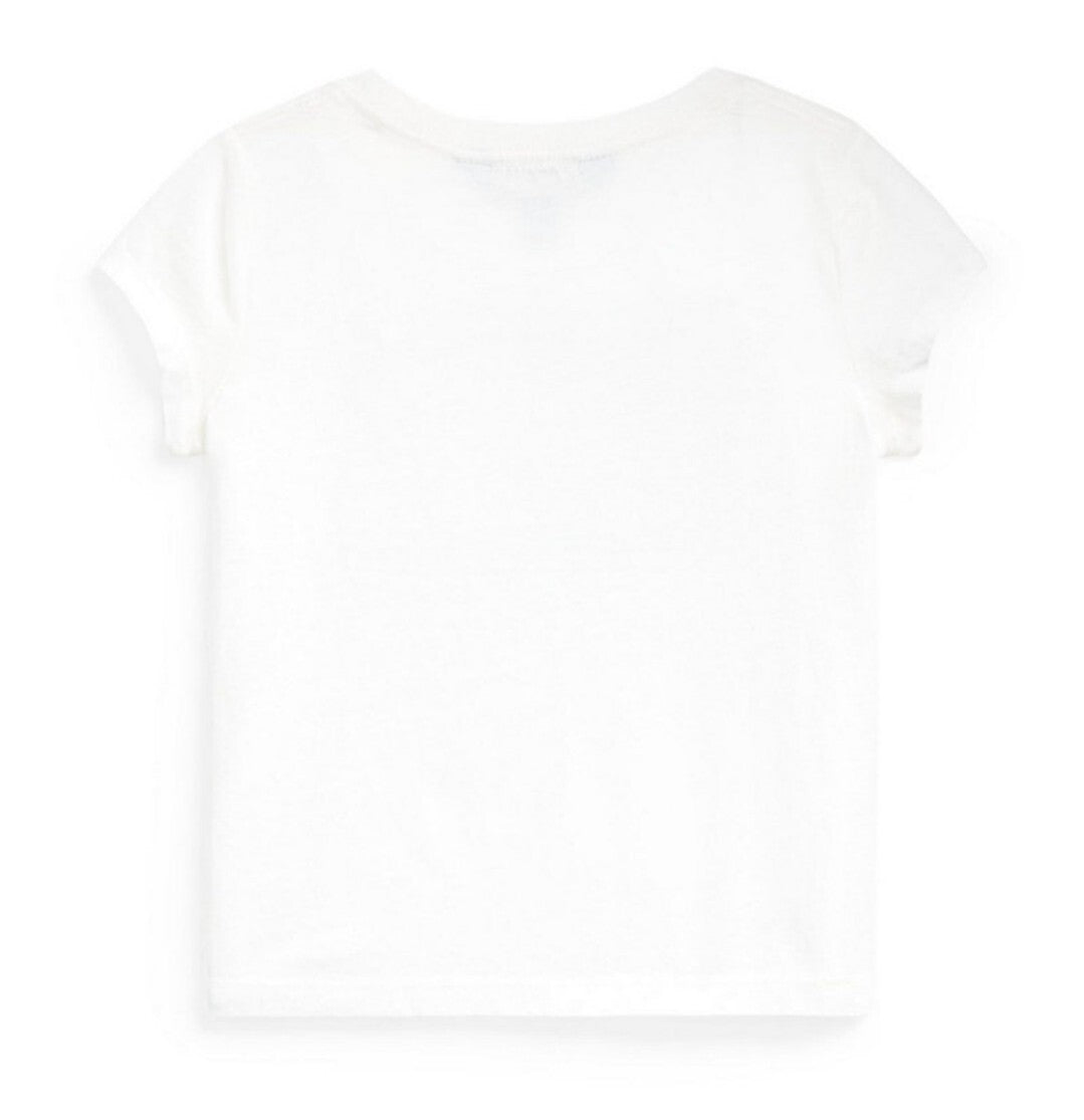PoloRalph Lauren Kids Girl Floral Flag Cotton Jersey Tee Short Sleeve White 2/2T
