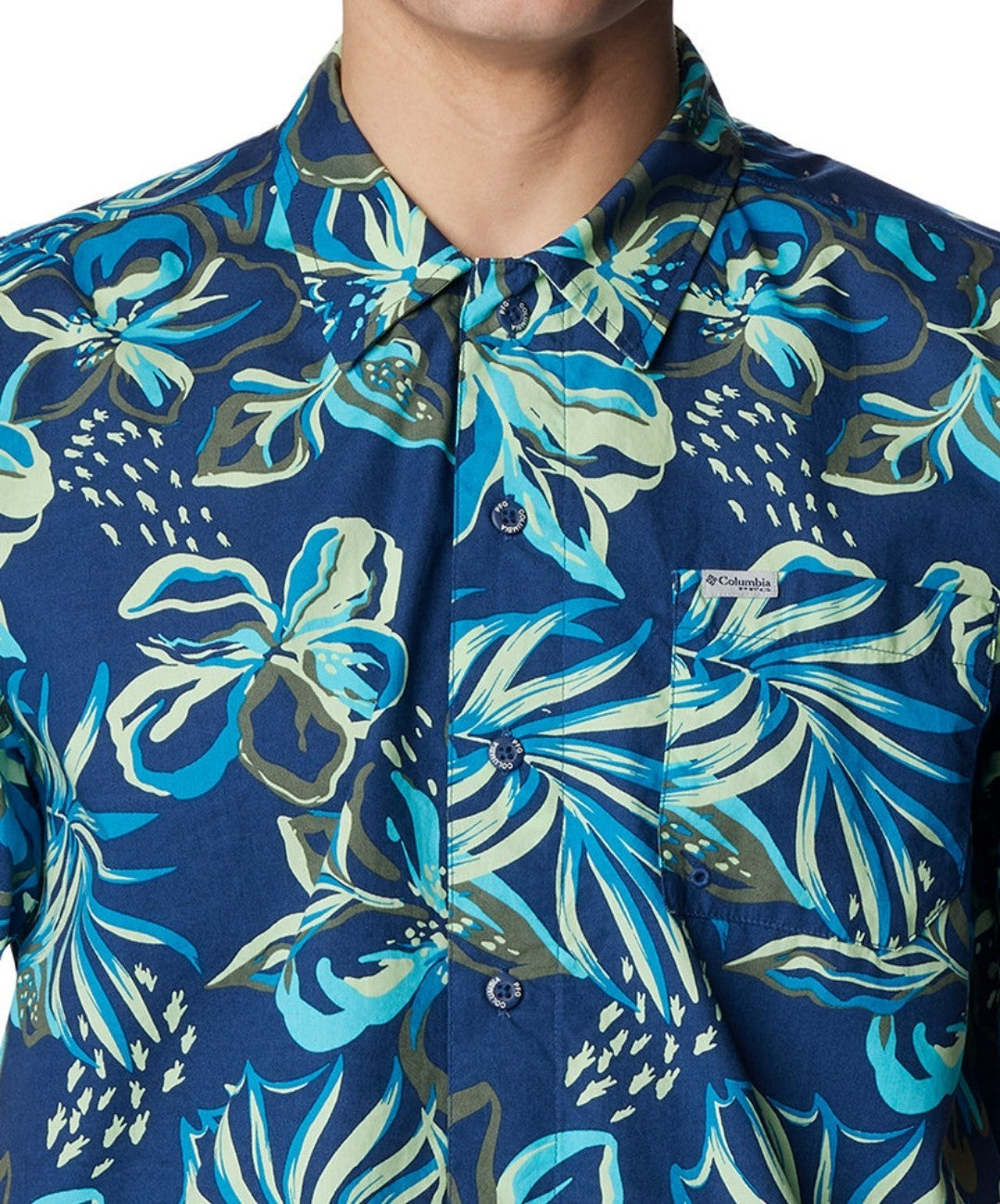 COLUMBIA Men's PFG Trollers Best Tide Camp Shirt Blue Carbon Size M $60 NWT