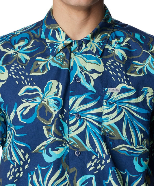 COLUMBIA Men's PFG Trollers Best Tide Camp Shirt Blue Carbon Size M $60 NWT