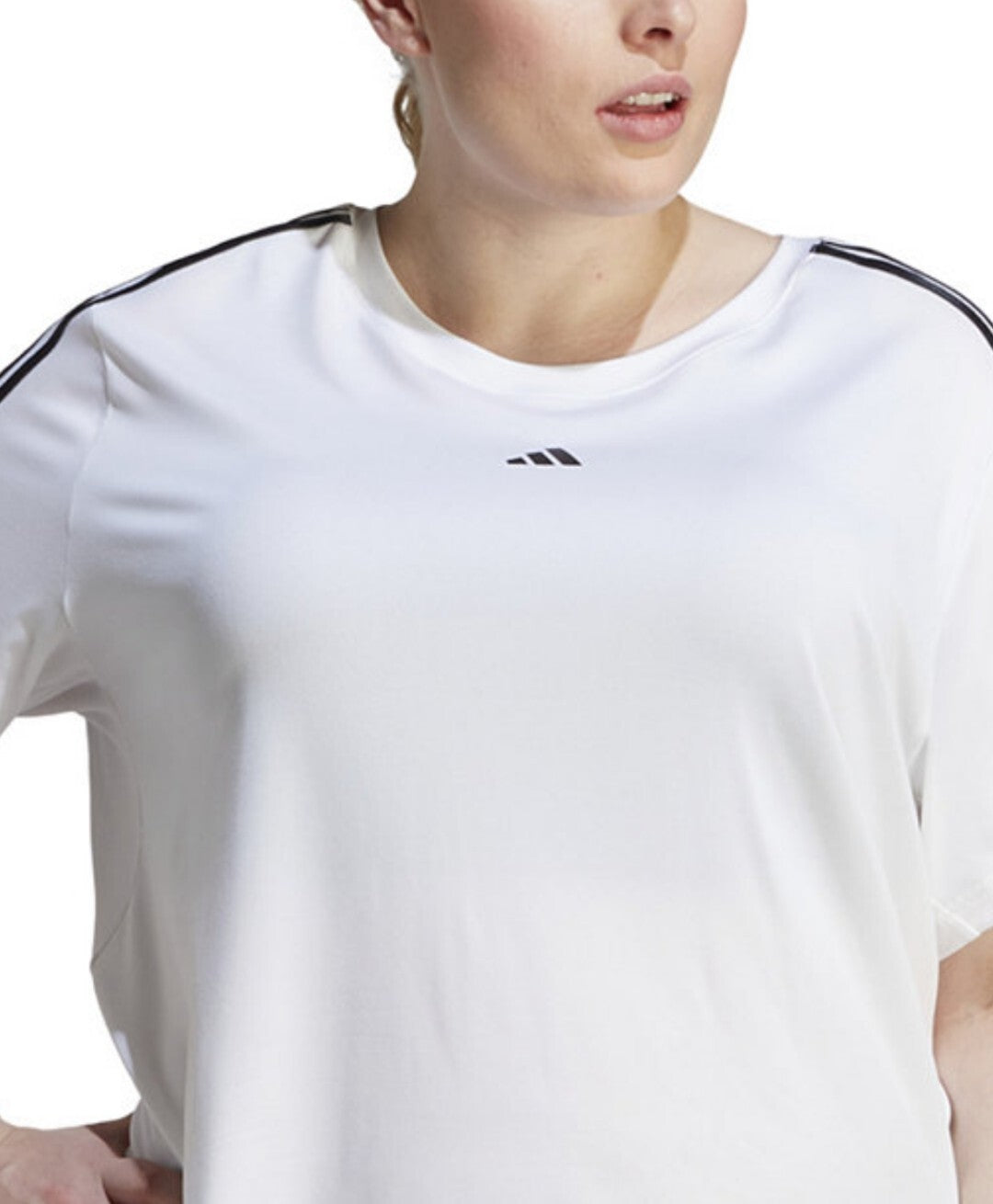 Adidas Women's Plus Size Aeroready Train Essentials 3-Stripes T-Shirt White NWT