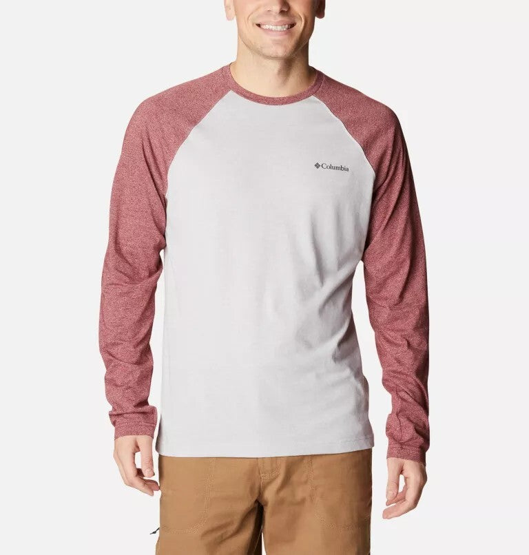 Columbia Men's Hills Logo Graphic Crewneck Raglan Sleeve T-Shirts XXL Grey / Red