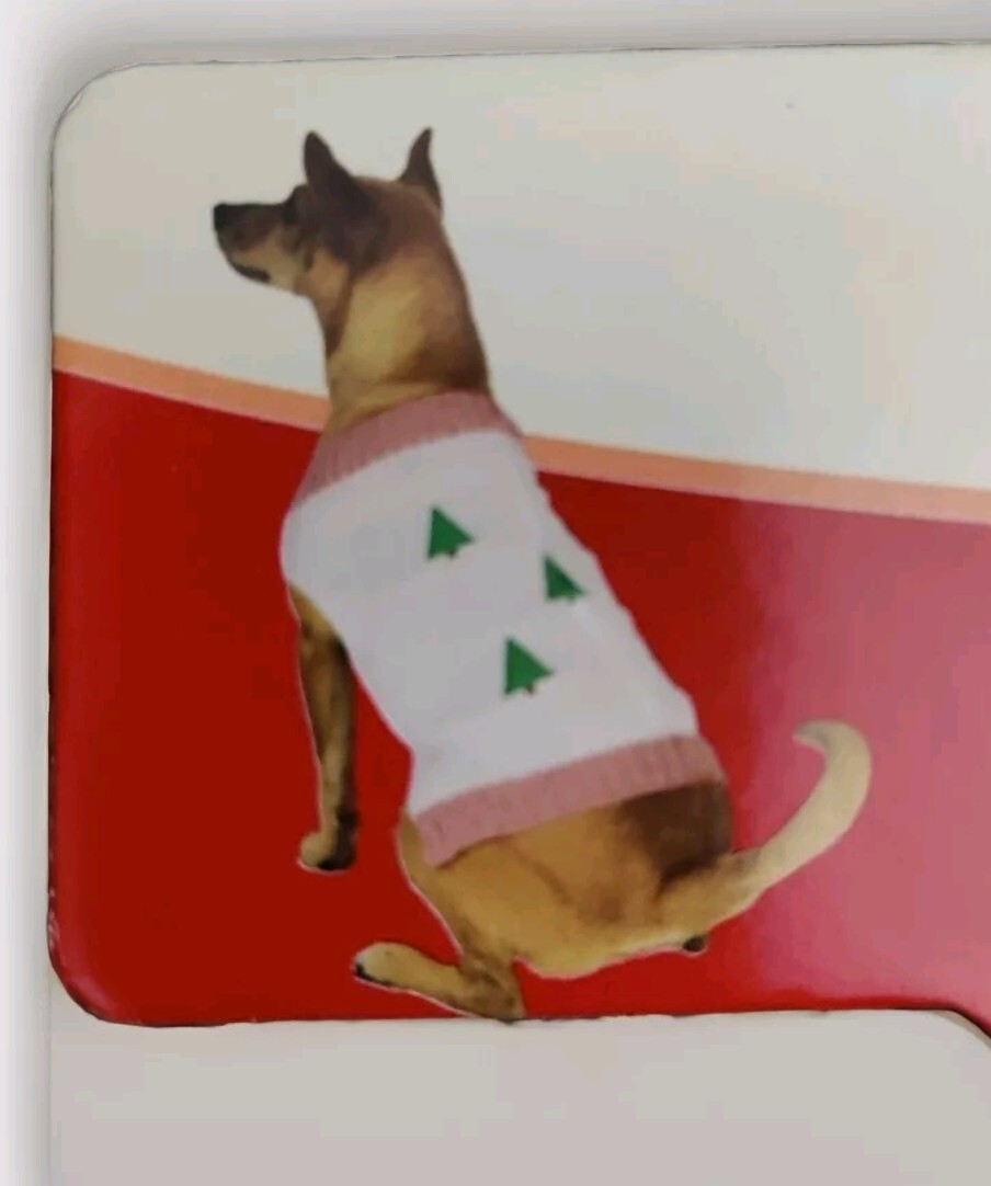 Heart To Tail Dog Sweater Sz. XS Christmas  Cream & Pink w/Green Winter Tree New