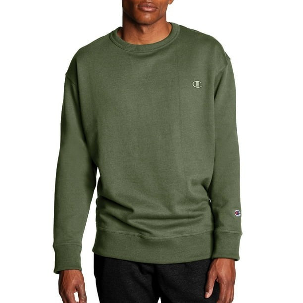 Champion Mens Powerblend Fleece C Logo Crewneck SweatshirtCargo Olive Small NWT