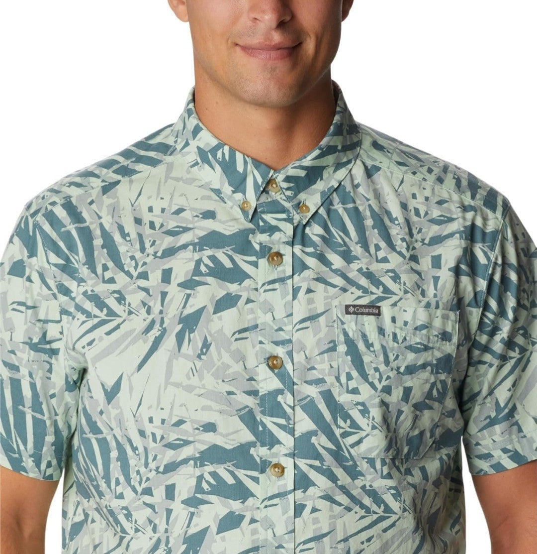 Columbia Men's Rapid Rivers Printed Short Sleeve ShirtGreen Dye Palm Large NWT