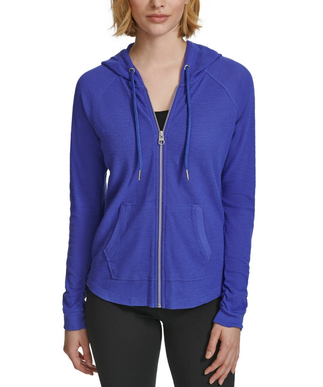 Calvin Klein Women's Performance Ruched-Sleeve Zip Hoodie Size XS Luna NWT