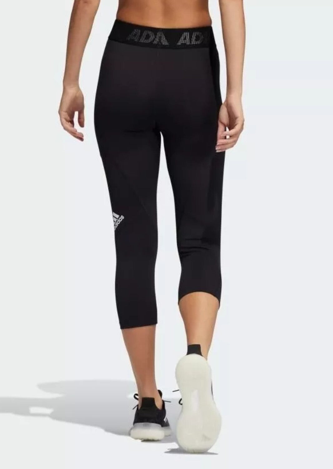 Adidas Womens Mid Rise 3/4 3 Bars Training Tights Color Black Size X-Small New