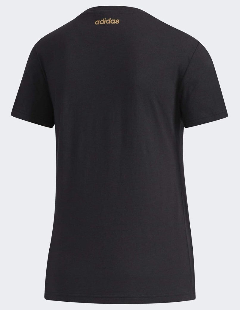 Adidas Women Essentials Branded Tee Black/Copper Metallic FL0164 X-Small New