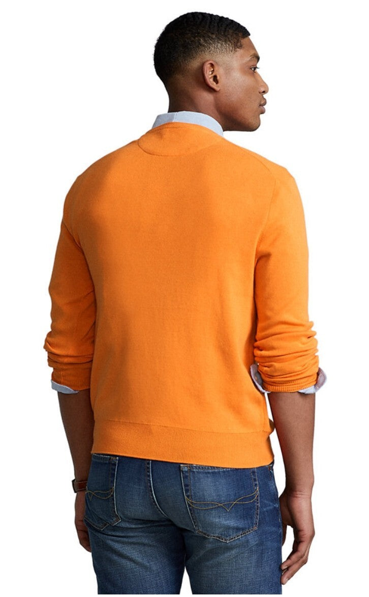 Polo Ralph Lauren Mens Polo Pony Logo Soft Cotton Crewneck Sweater Orange L NWT