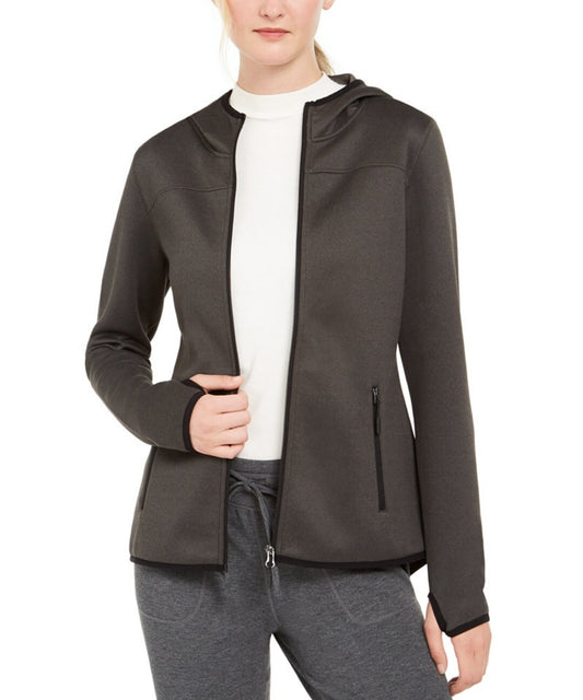 32 Degrees Heat Womens Front Full Zip Thermal Hooded Thumb Hole Jacket XS Gray 