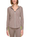 Calvin Klein Women's Performance Ruched-Sleeve Zip Hoodie Large Fossil NWT