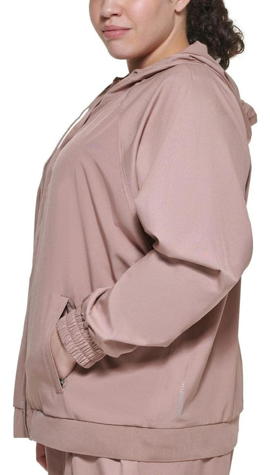 Calvin Klein Women's Shine Block Full Zip Hooded Jacket Color Chateau, XL NWT