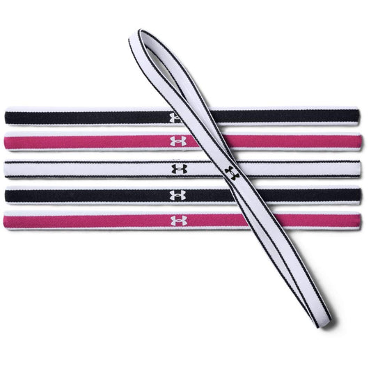 Under Armour Womens UA Mini Headband 6-Pack in Black, Sky Pink, White 1286016-00