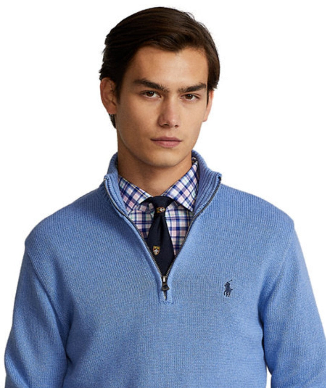 Polo Ralph Lauren Men's Cotton 1/4 Zip Luxury Designer Sweater Size XL Blue NWT