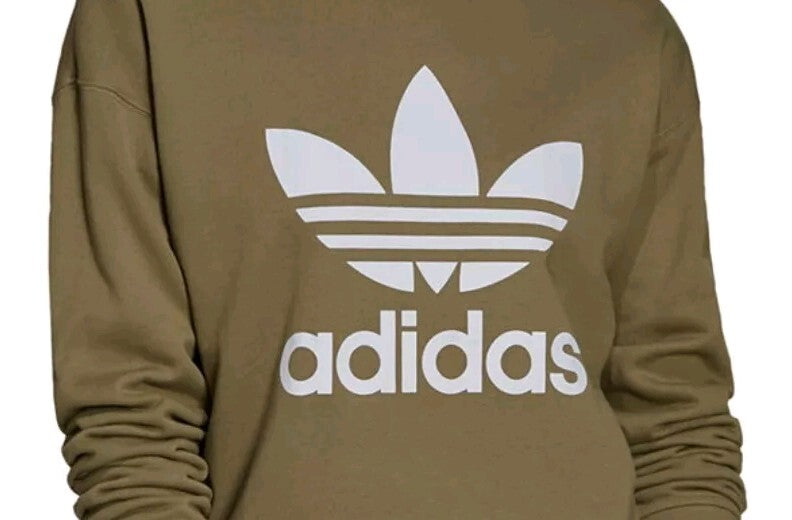 adidas Women's Cotton Logo Graphic Crew Sweatshirt Size XL Orbit Green NWT
