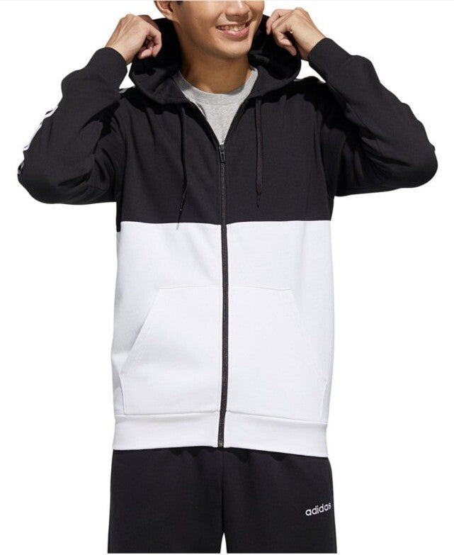 Adidas Mens Essentials 3 Stripe Sweat Shirt Jacket FM3449 black/White Small NWT