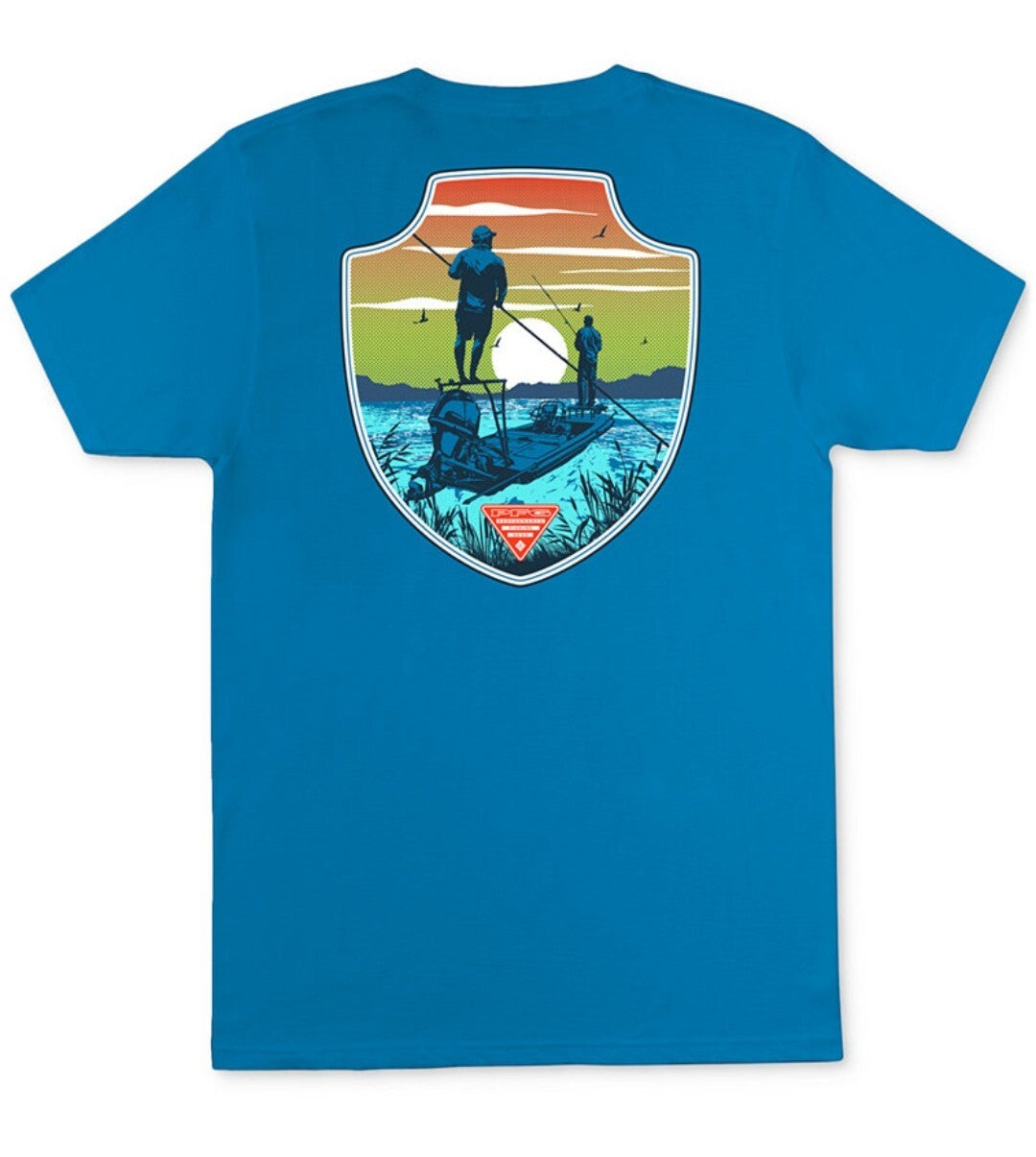Columbia Men's Apor Performance PFG Graphics T-Shirt Size Small Compass Blue New