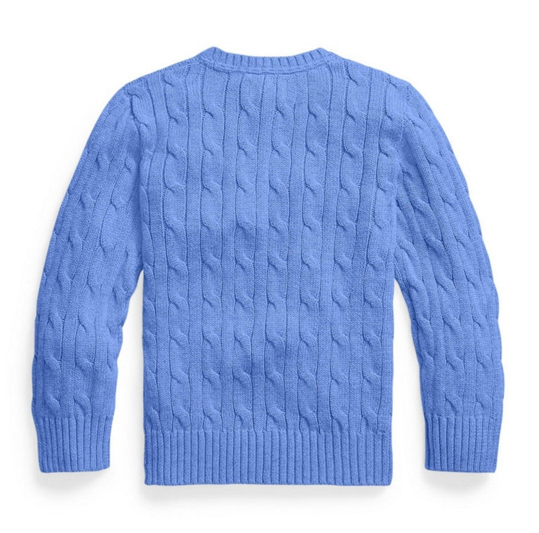 Polo Ralph Lauren Kids Cable Knit Crewneck Sweater in Harbor Island Blue Size 3