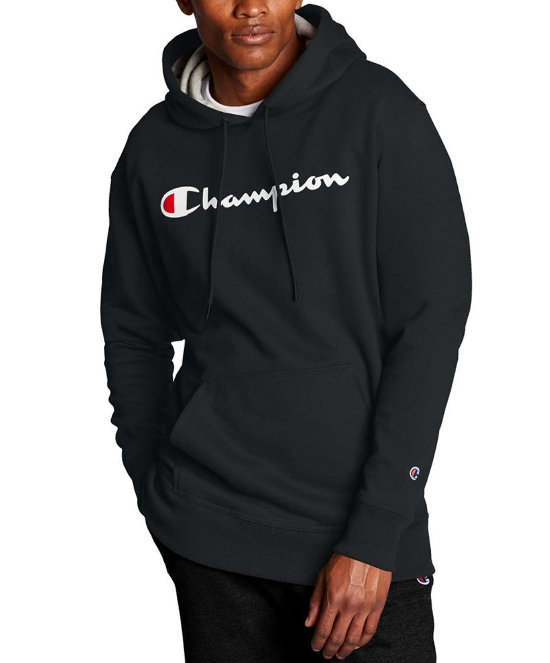 Champion Men's Script Logo Powerblend Hoodie Size 2XL Color Black NWT