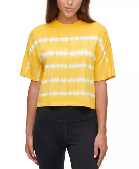 Calvin Klein Women's Top Performance Tie Dye Yellow Tee Size XL NWT