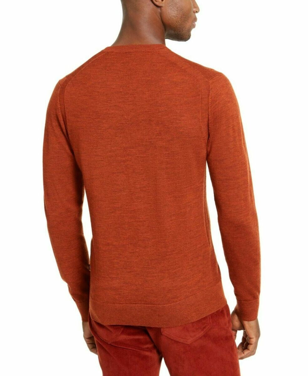 MICHAEL KORS Mens Merino Wool Crew Neck Pullover Sweater Color Burnt Orange New 