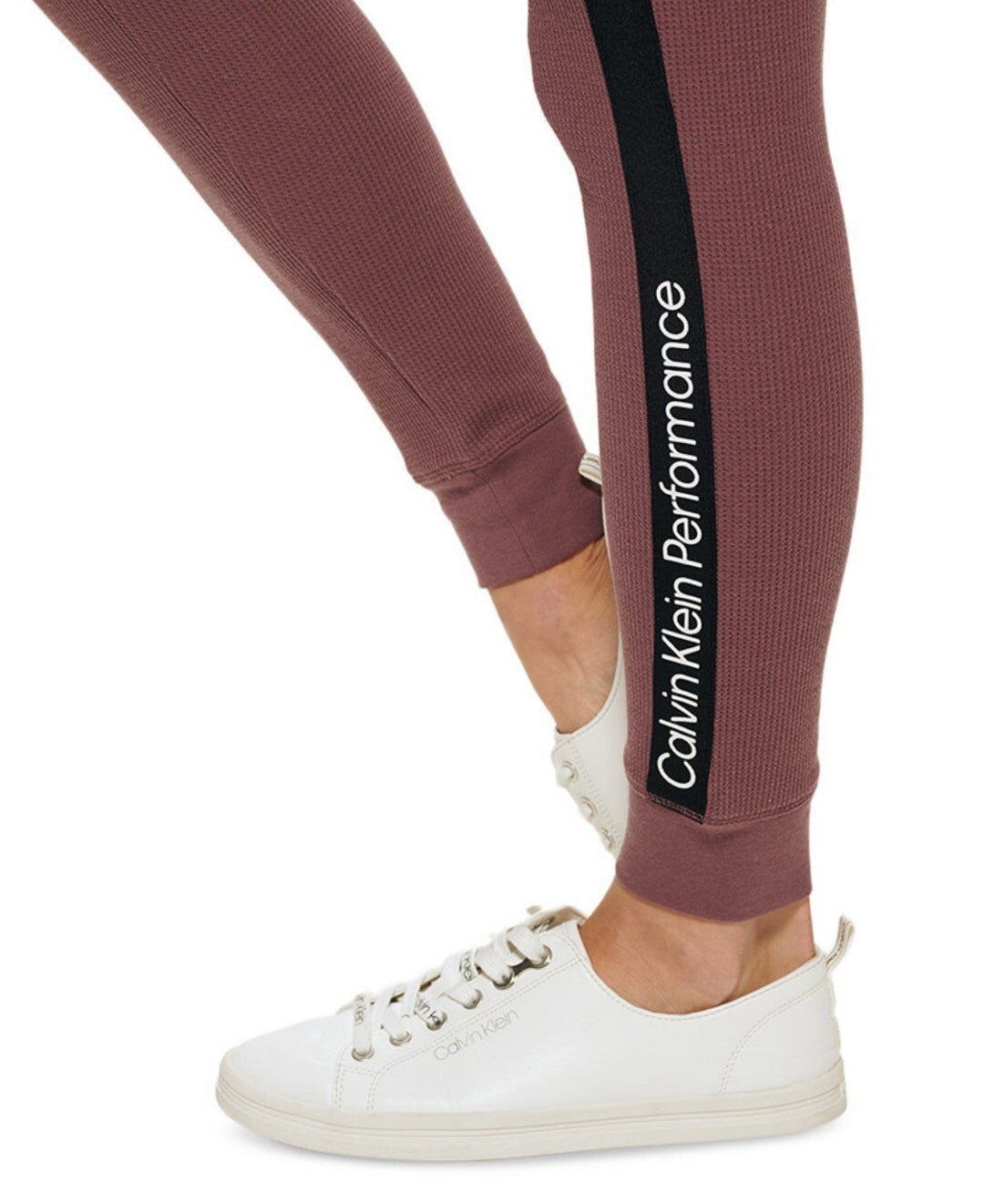 Calvin Klein Womens Logo-Tape Thermal High-Waisted Leggings Color Java Small NWT