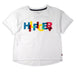 Tommy Hilfiger Girls Kids Heart Tee With Glitter Logo T-shirt White M (8/10) NWT