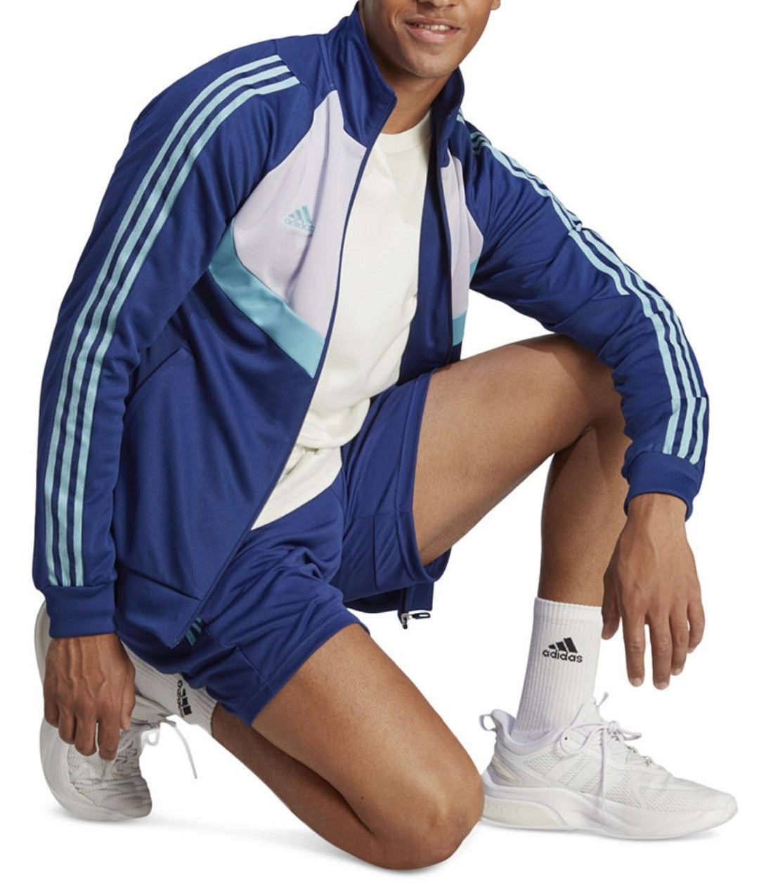 Adidas Men's Lightweight Three Stripe 8 Track 1/4 Shorts Size XX-Large Blue NWT