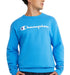 Champion Mens Powerblend Graphic Fleece Long Sleeve Pullover Sweater Large Blue