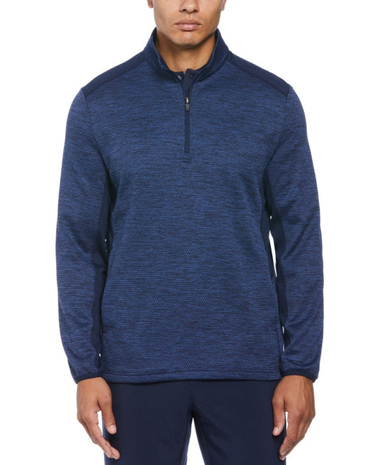 PGA TOUR Men Two Tone Space Dyed Quarter Zip Golf Pullover Top Peacoat Heather 