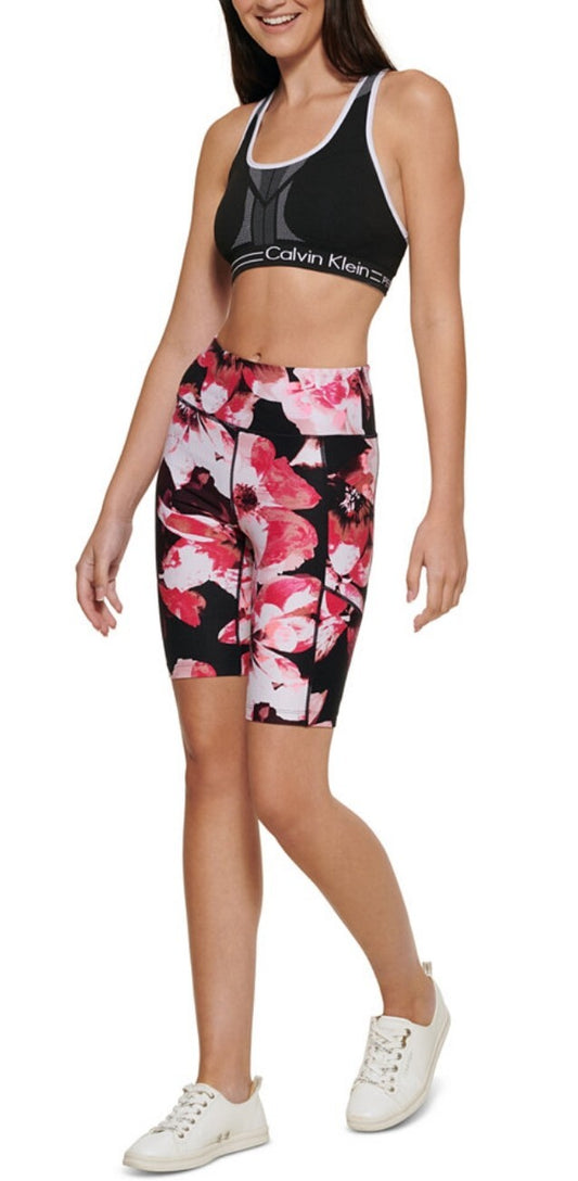 Calvin Klein Women's Performance High-Waist Bike Shorts Floral Size XS New