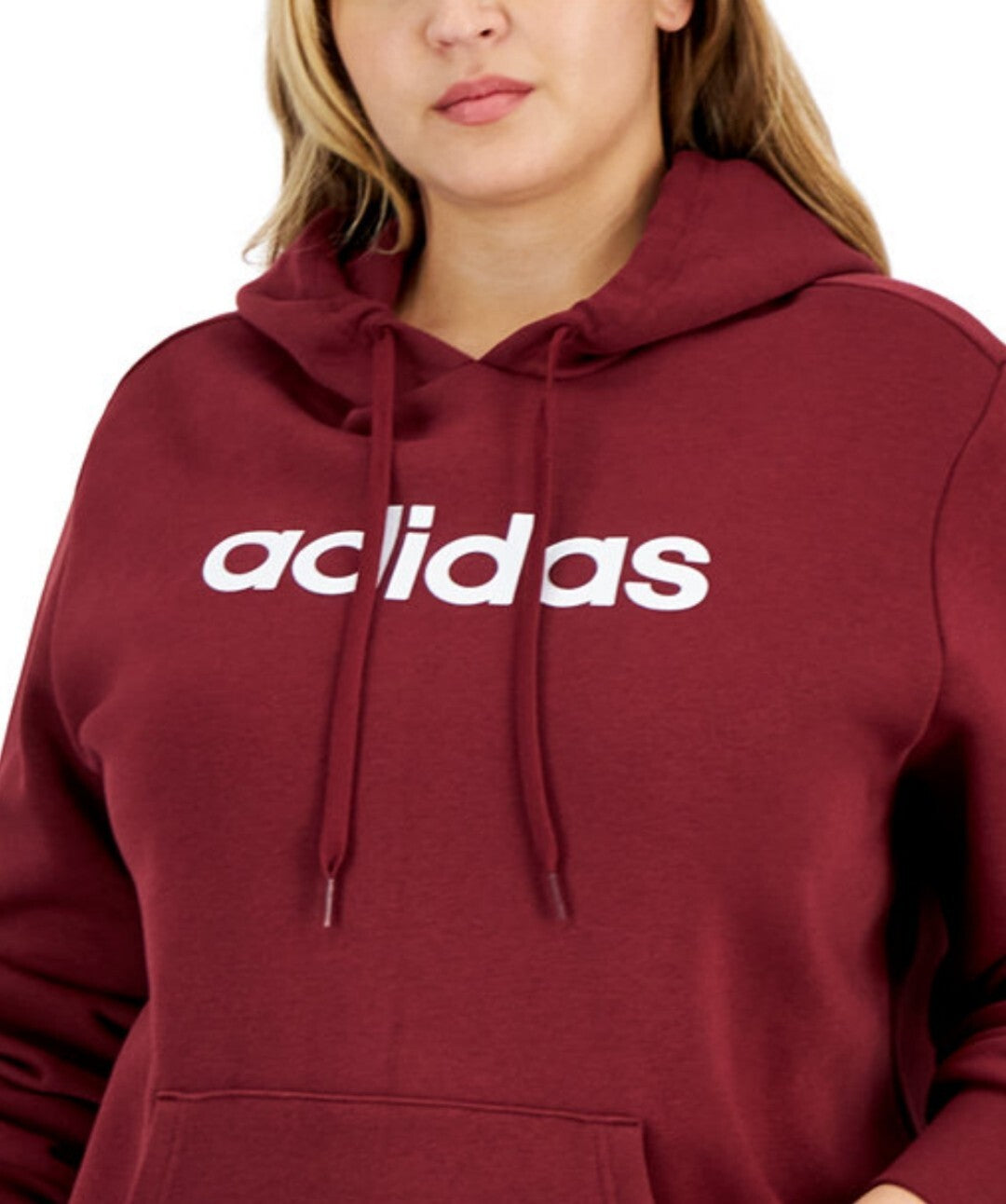 Adidas Women's Plus Size Trendy Pullover Logo Print Fleece Hoodie Red 3X NWT