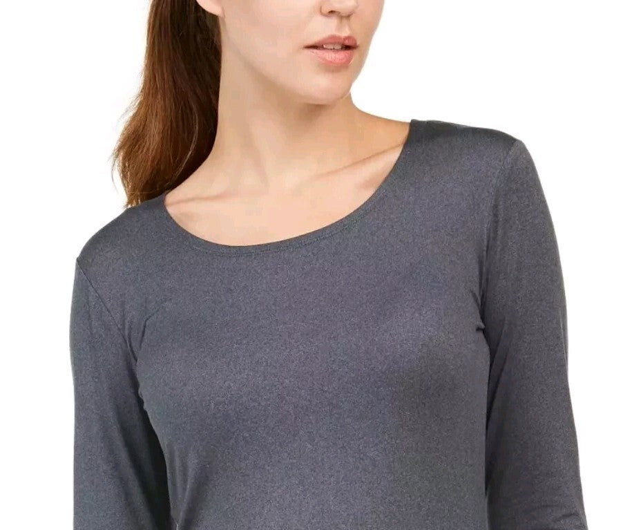 32 Degrees Women's Cozy Heat Long Sleeve Scoop Neck Top Charcoal Size XS New 