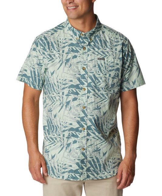 Columbia Men's Rapid Rivers Printed Short Sleeve ShirtGreen Dye Palm Large NWT