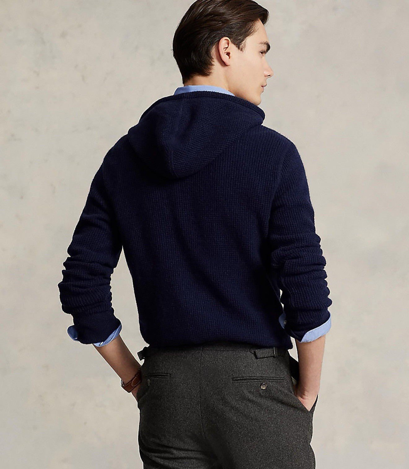 Polo Ralph Lauren Mens WASHABLE CASHMERE Waffle Knit Hoodie Sweater Jumper XXL