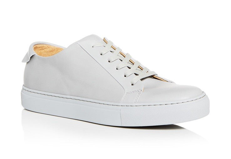 Collegium Men's Classic Pillar Leather Low-Top Sneakers Light Gray Brand New