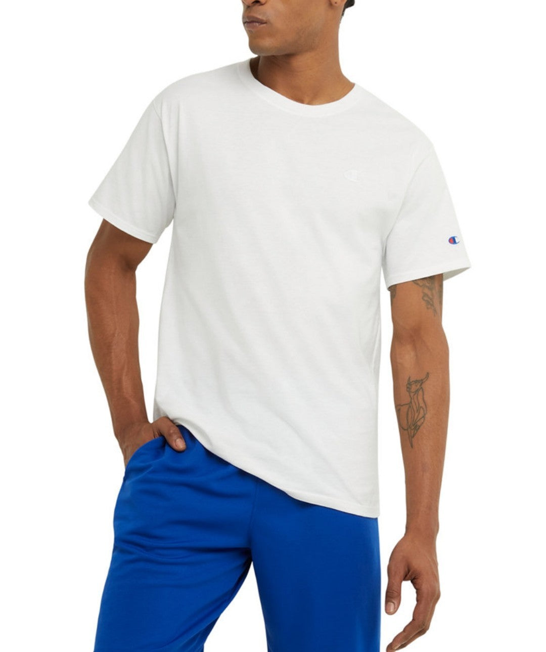 Champion Men's Classic Cotton Jersey Graphic Tee T-shirt White Small NWT