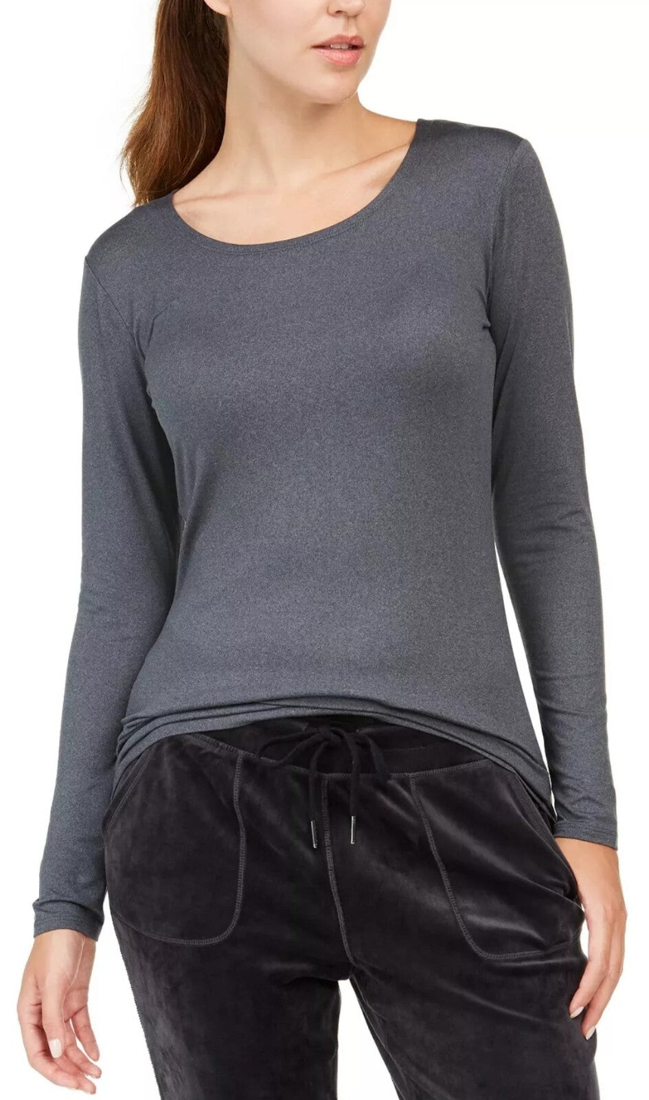 32 Degrees Women's Cozy Heat Long Sleeve Scoop Neck Top Charcoal Size XS New 