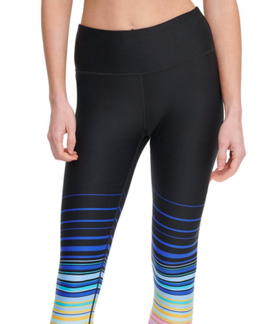 Calvin Klein Women's Printed High-waist Leggings Sunset Stripe Tangelo Combo NWT