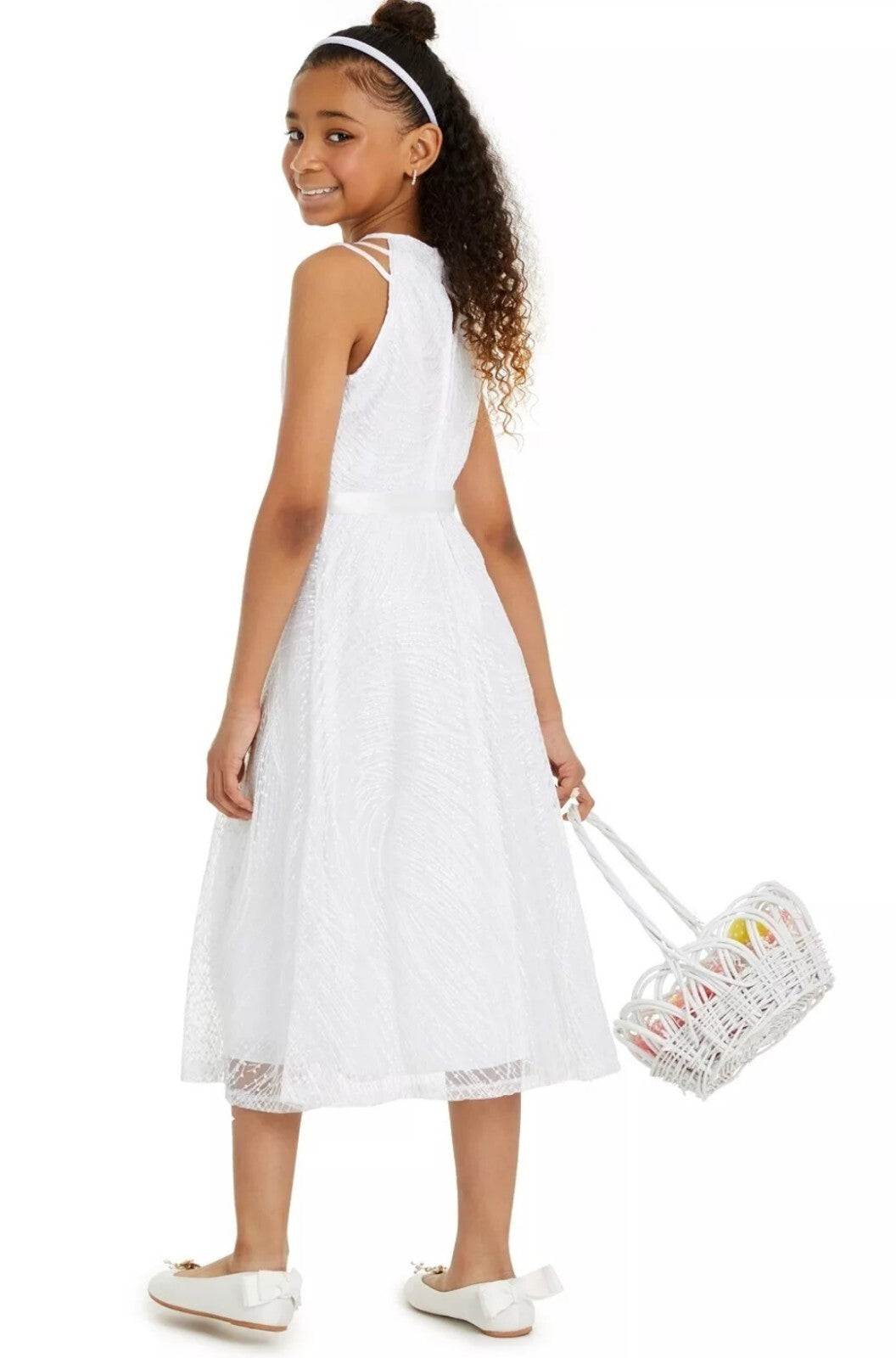 Speechless Big Kids Girls Embroidered Sequin Sleeveless Dress White Size 7 NWT
