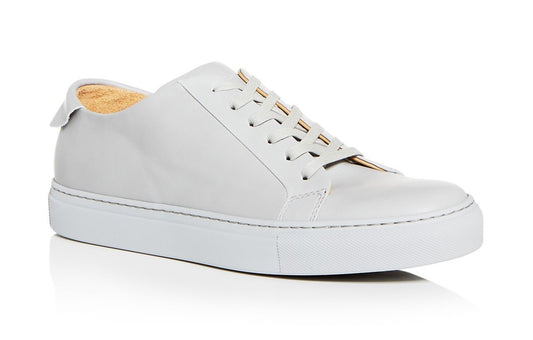Collegium Men's Classic Pillar Leather Low-Top Sneakers Light Gray Brand New