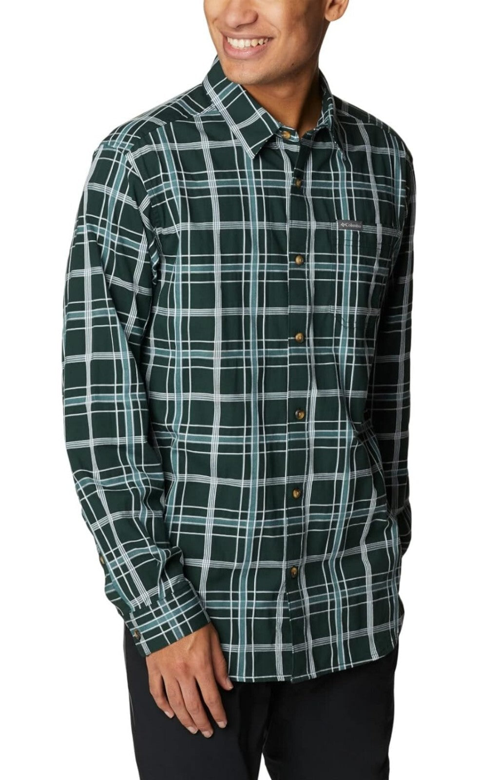 Columbia Men's Big & Tall Vapor Ridge III Plaid Button Down Shirt 2XT Green New
